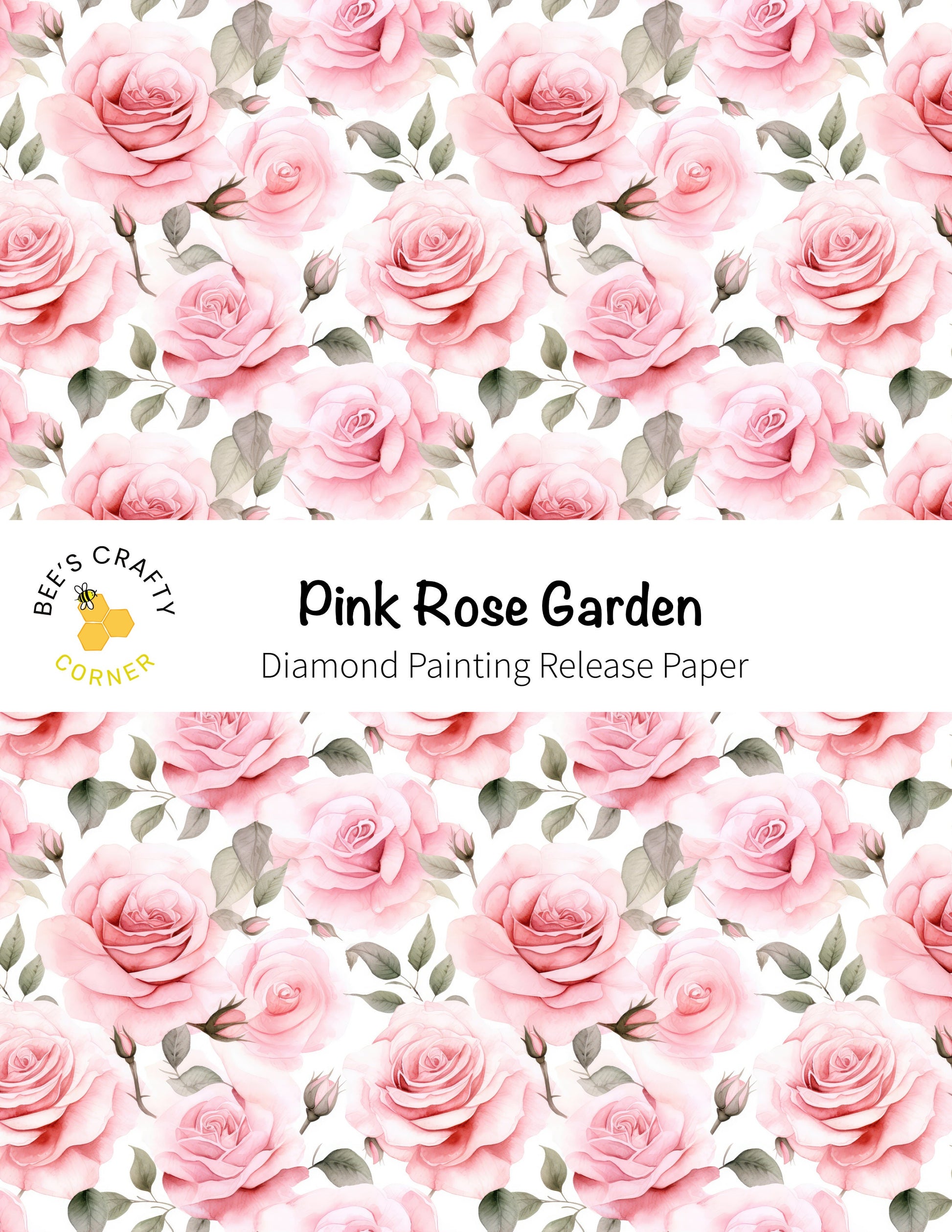 RELEASE PAPER | Pink Rose Garden - Reusable Patterned Diamond Painting Release Paper