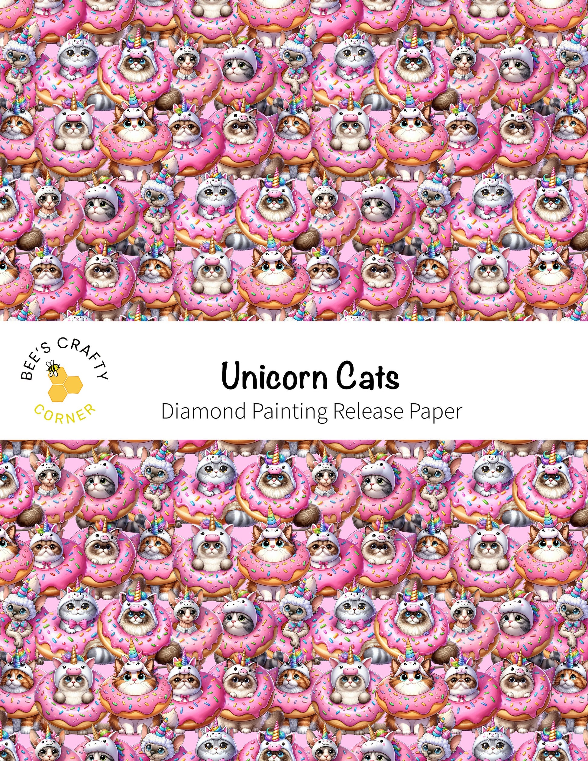 RELEASE PAPER | Unicorn Cats - Reusable Patterned Diamond Painting Release Paper