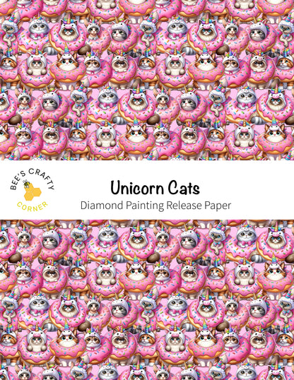 RELEASE PAPER | Unicorn Cats - Reusable Patterned Diamond Painting Release Paper