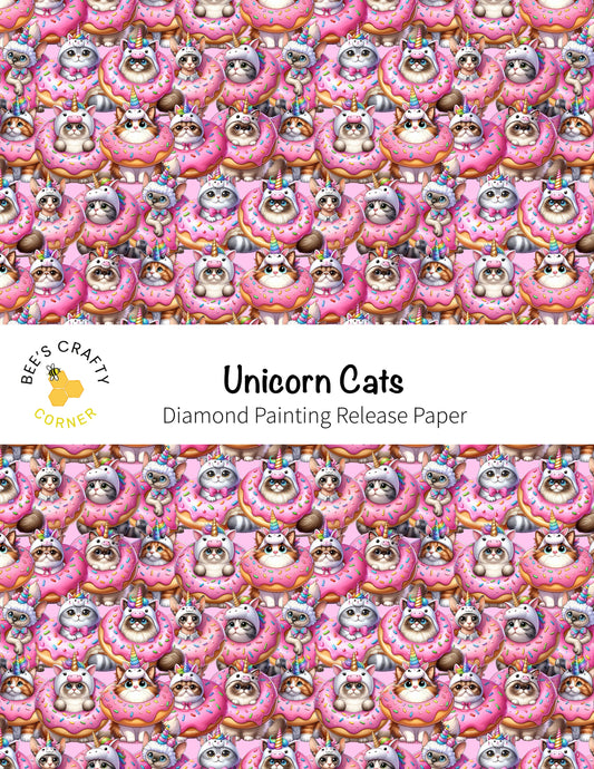 RELEASE PAPER | Unicorn Cats - Reusable Patterned Diamond Painting Release Paper