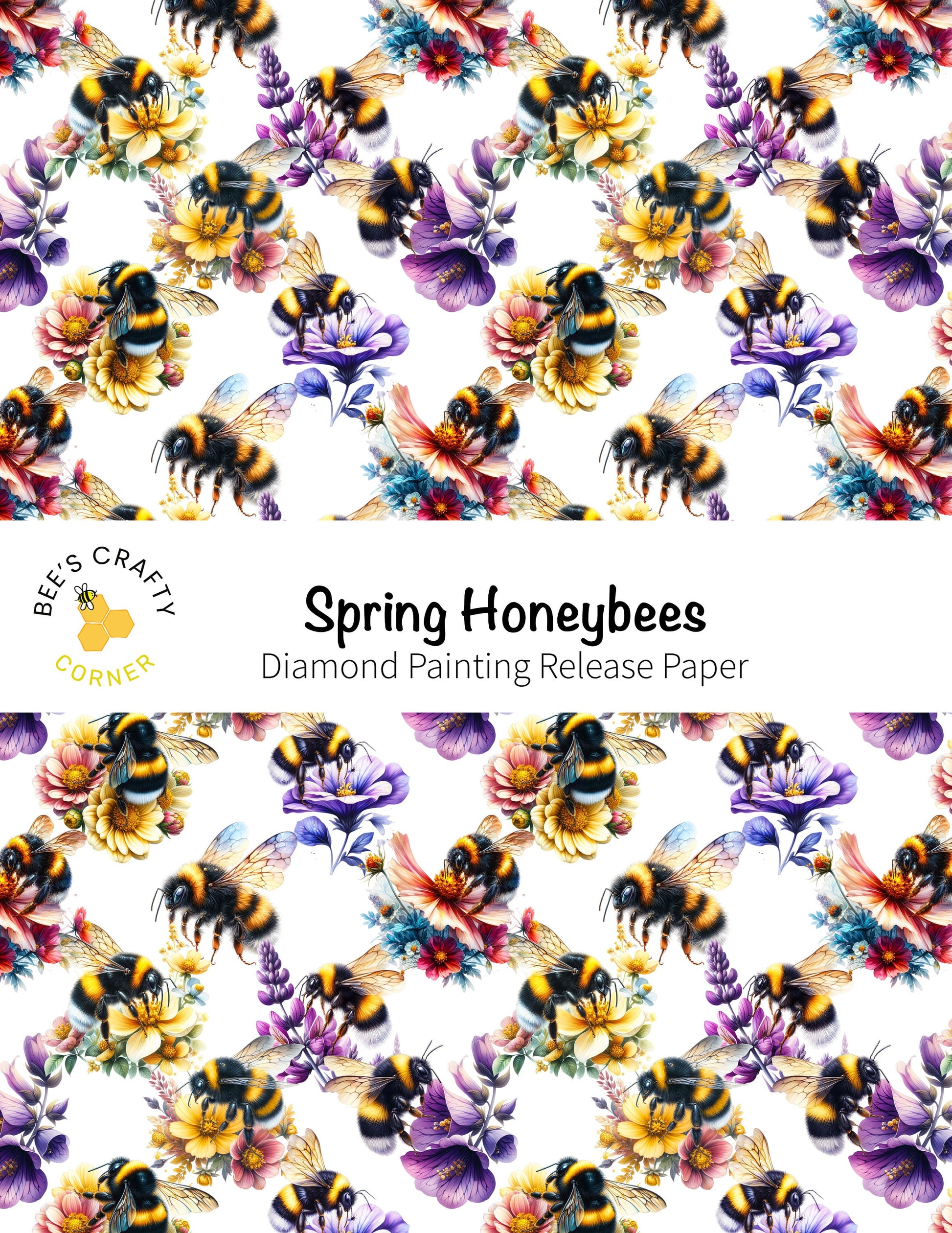 RELEASE PAPER | Spring Honeybees - Reusable Patterned Diamond Painting Release Paper
