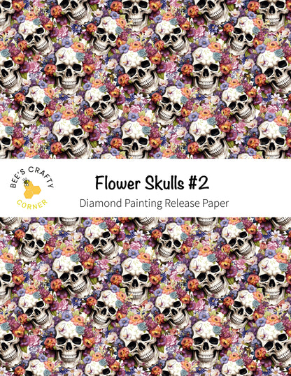 RELEASE PAPER | Flower Skulls #2 - Reusable Patterned Diamond Painting Release Paper