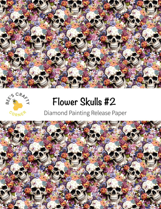 RELEASE PAPER | Flower Skulls #2 - Reusable Patterned Diamond Painting Release Paper