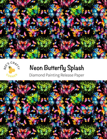 RELEASE PAPER | Neon Butterfly Splash - Reusable Patterned Diamond Painting Release Paper
