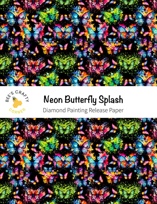 RELEASE PAPER | Neon Butterfly Splash - Reusable Patterned Diamond Painting Release Paper