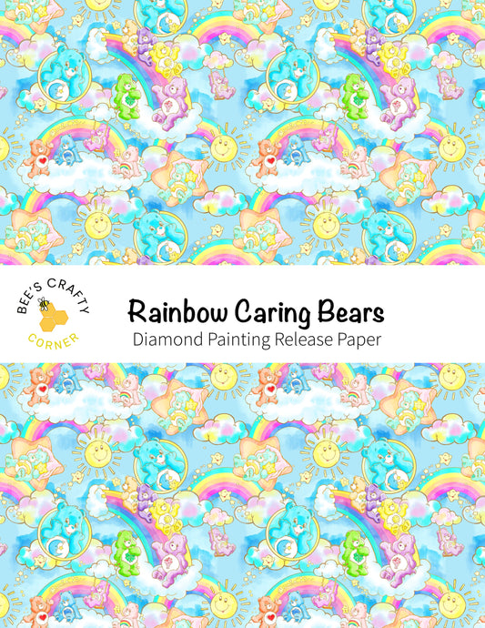 RELEASE PAPER | Rainbow Caring Bears - Reusable Patterned Diamond Painting Release Paper