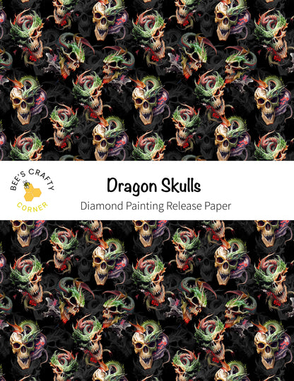 RELEASE PAPER | Dragon Skulls - Reusable Patterned Diamond Painting Release Paper