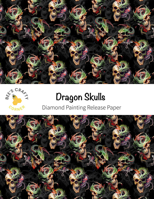 RELEASE PAPER | Dragon Skulls - Reusable Patterned Diamond Painting Release Paper
