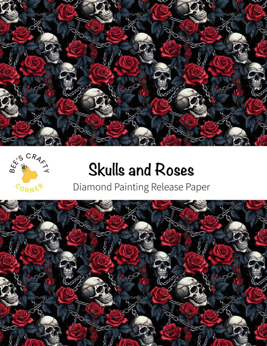 RELEASE PAPER | Skulls and Roses - Reusable Patterned Diamond Painting Release Paper