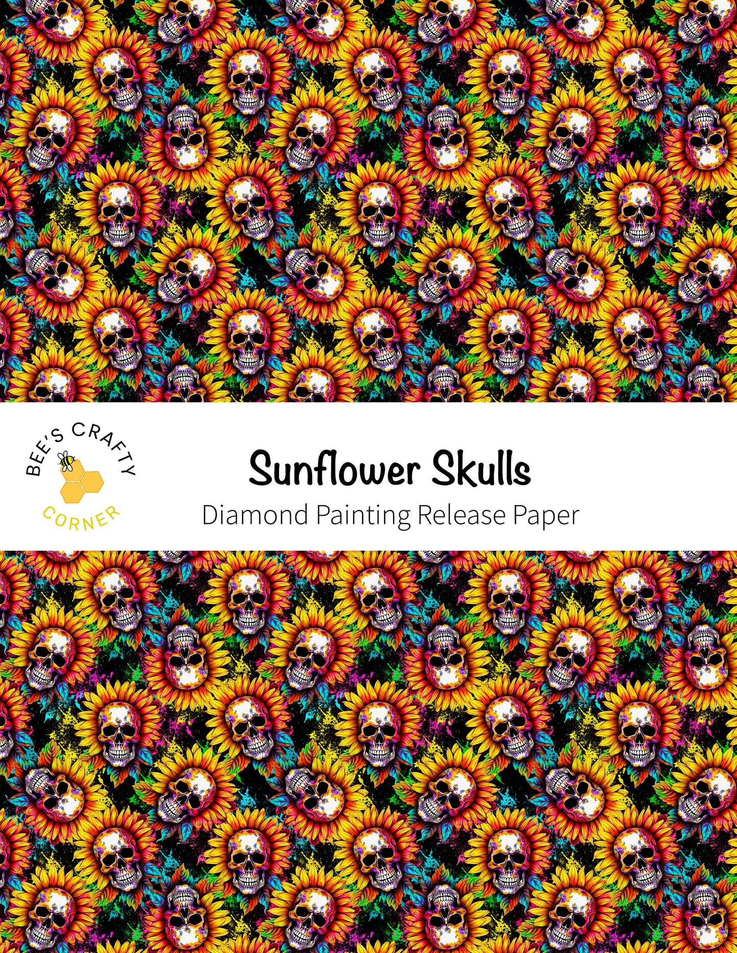 RELEASE PAPER | Sunflower Skulls - Reusable Patterned Diamond Painting Release Paper