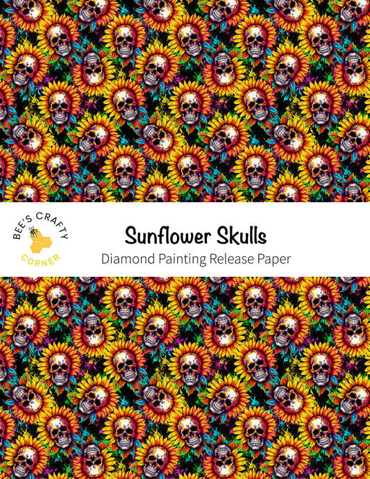 RELEASE PAPER | Sunflower Skulls - Reusable Patterned Diamond Painting Release Paper