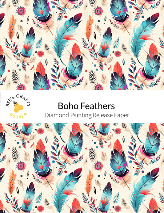 RELEASE PAPER | Boho Feathers - Reusable Patterned Diamond Painting Release Paper