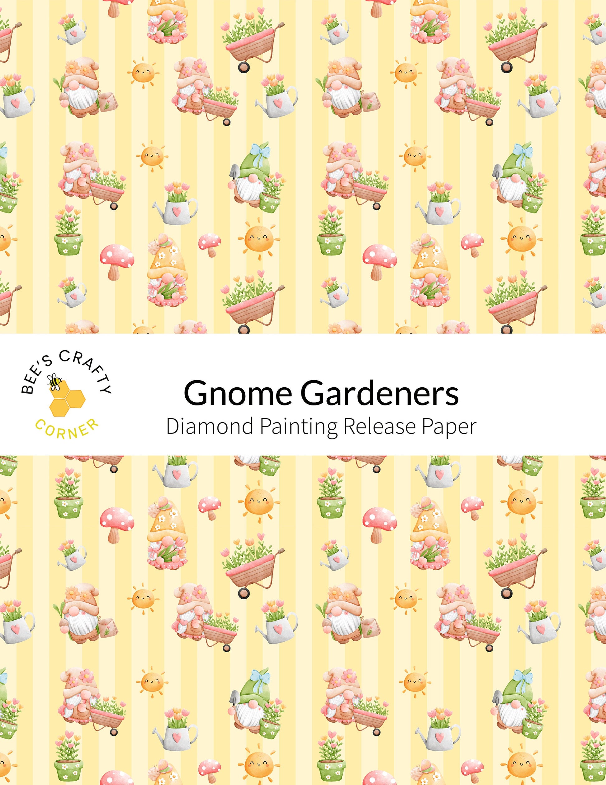 RELEASE PAPER | Gnome Gardeners - Reusable Patterned Diamond Painting Release Paper