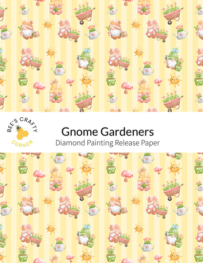 RELEASE PAPER | Gnome Gardeners - Reusable Patterned Diamond Painting Release Paper