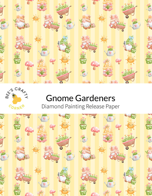 RELEASE PAPER | Gnome Gardeners - Reusable Patterned Diamond Painting Release Paper