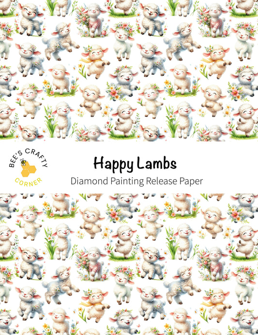 RELEASE PAPER | Happy Lambs - Reusable Patterned Diamond Painting Release Paper