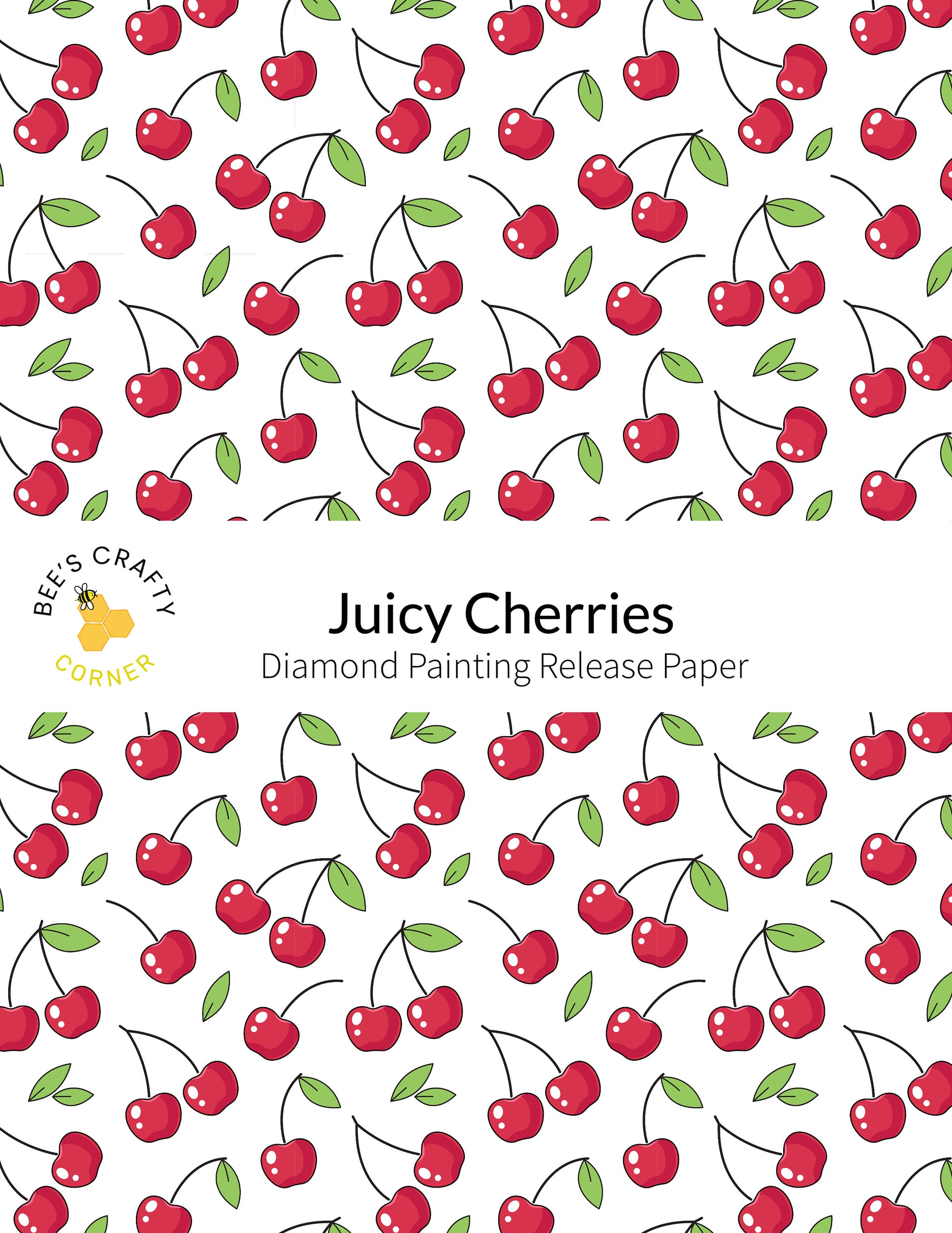 RELEASE PAPER | Juicy Cherries - Reusable Patterned Diamond Painting Release Paper