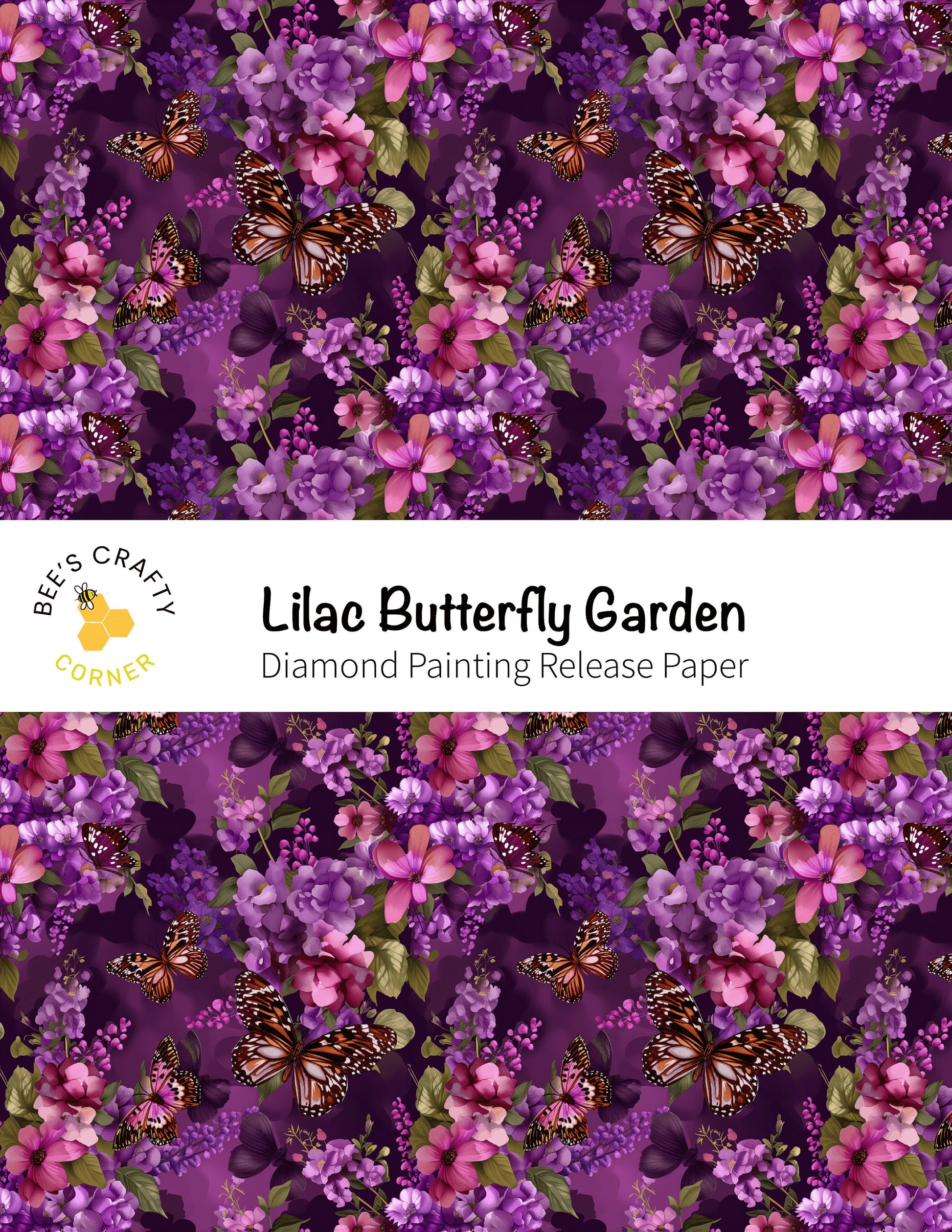 RELEASE PAPER | Lilac Butterfly Garden - Reusable Patterned Diamond Painting Release Paper