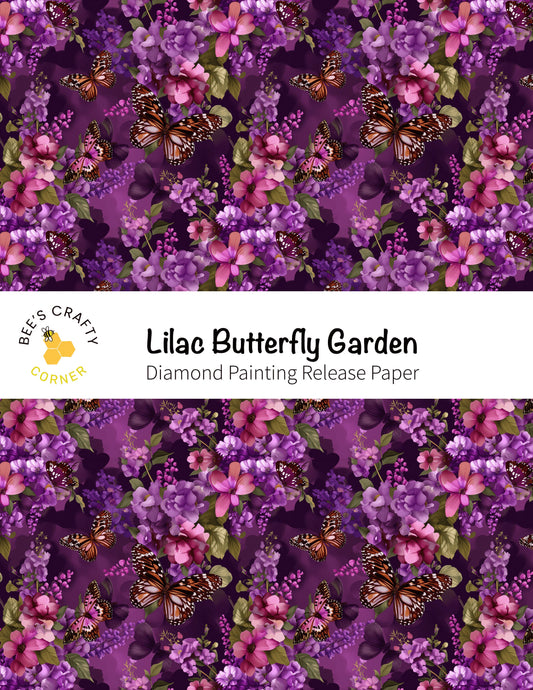 RELEASE PAPER | Lilac Butterfly Garden - Reusable Patterned Diamond Painting Release Paper