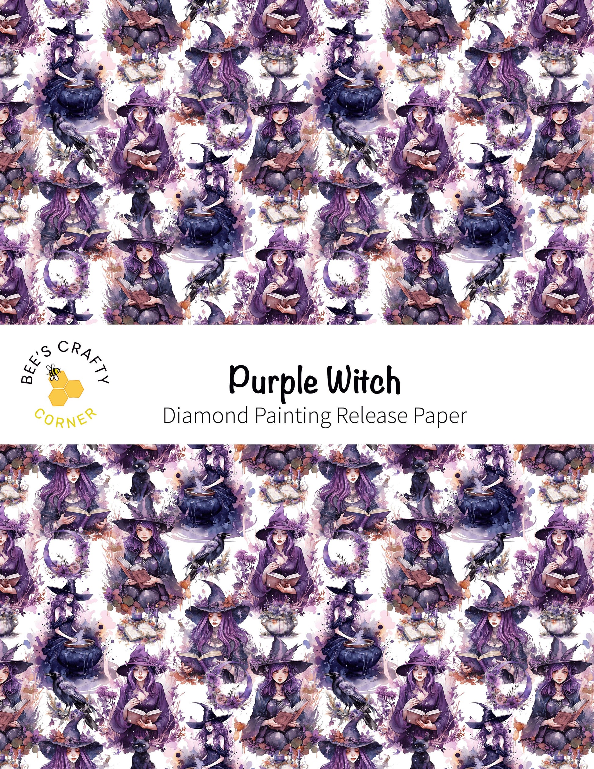 RELEASE PAPER | Purple Witch - Reusable Patterned Diamond Painting Release Paper
