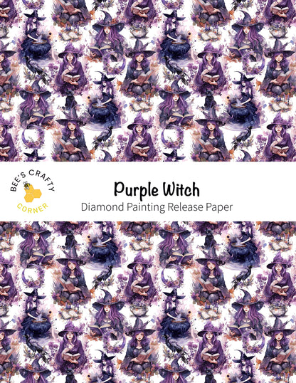 RELEASE PAPER | Purple Witch - Reusable Patterned Diamond Painting Release Paper