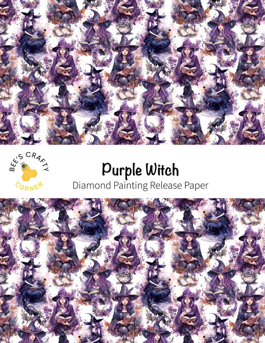 RELEASE PAPER | Purple Witch - Reusable Patterned Diamond Painting Release Paper