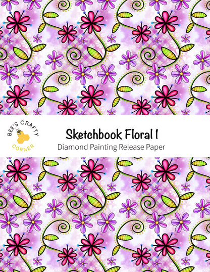 RELEASE PAPER | Sketchbook Floral 1 - Reusable Patterned Diamond Painting Release Paper