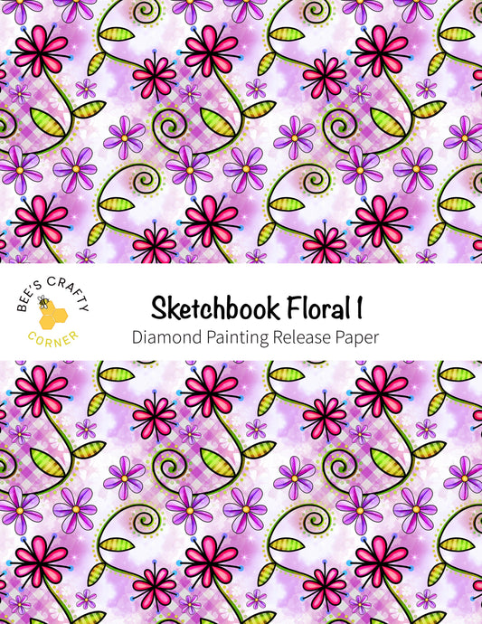 RELEASE PAPER | Sketchbook Floral 1 - Reusable Patterned Diamond Painting Release Paper