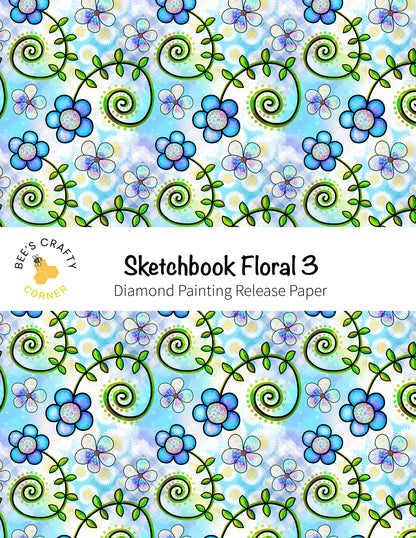 RELEASE PAPER | Sketchbook Floral 3 - Reusable Patterned Diamond Painting Release Paper