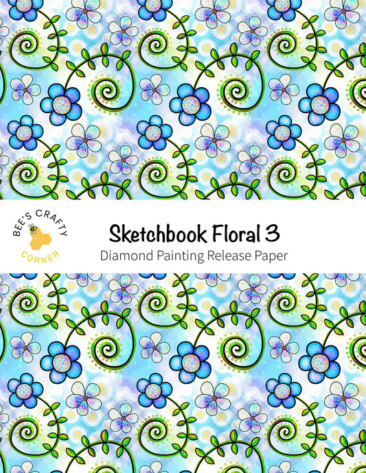 RELEASE PAPER | Sketchbook Floral 3 - Reusable Patterned Diamond Painting Release Paper