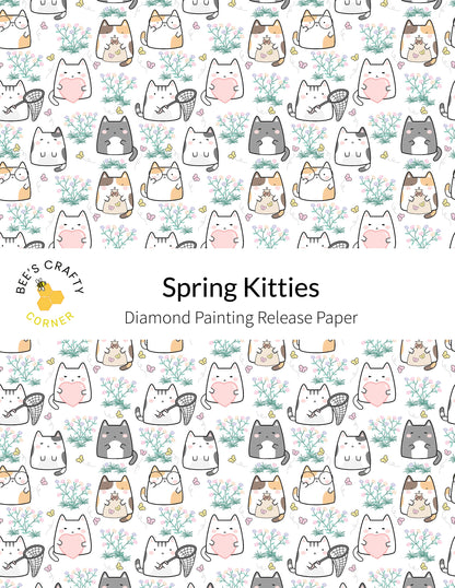 RELEASE PAPER | Spring Kitties - Reusable Patterned Diamond Painting Release Paper