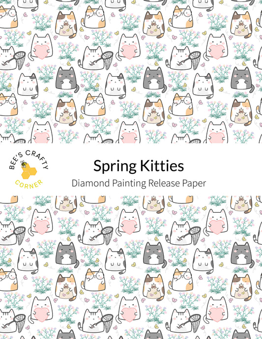 RELEASE PAPER | Spring Kitties - Reusable Patterned Diamond Painting Release Paper