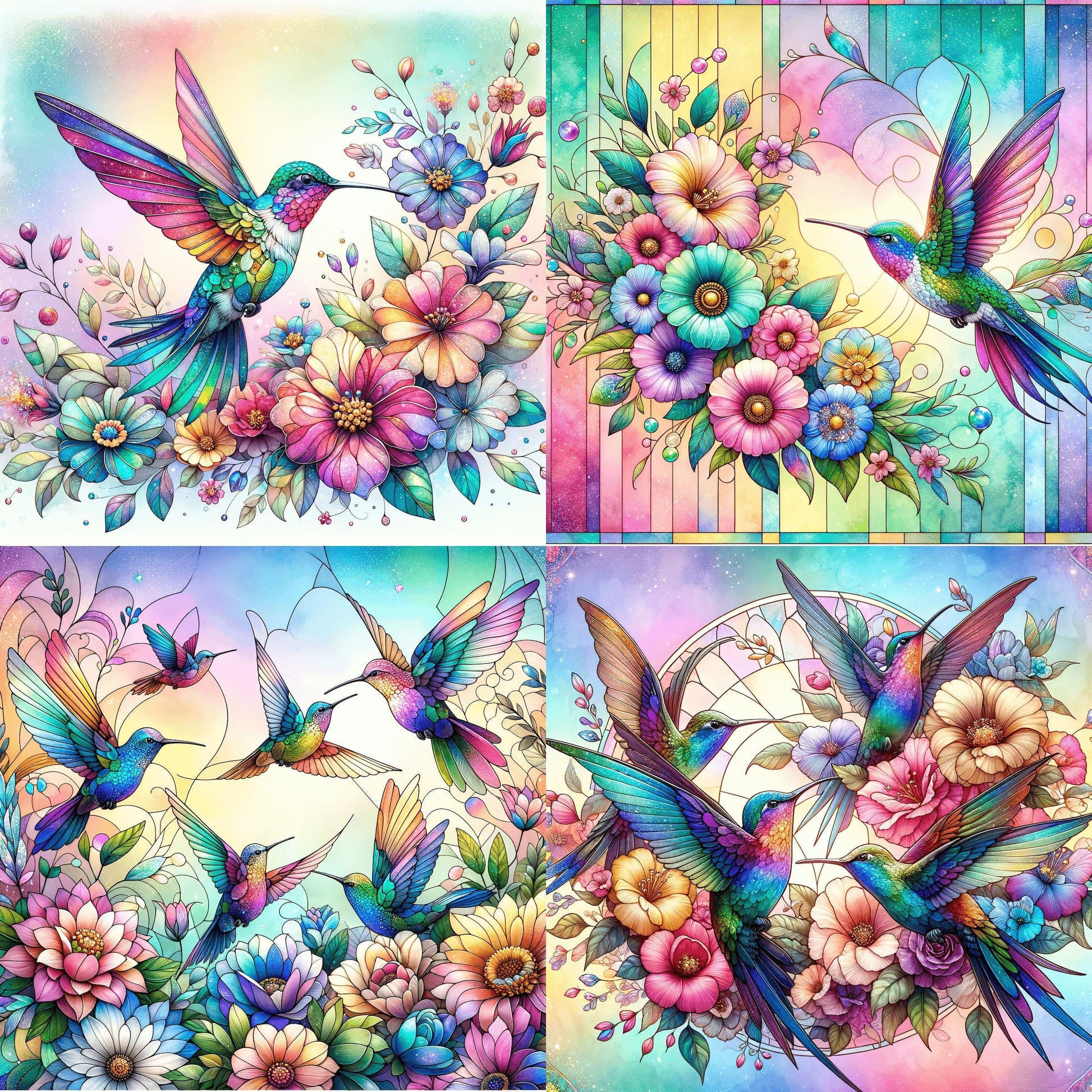 RELEASE PAPER | Stained Glass Hummingbird - Theme Pack Reusable Diamond Painting Release Paper