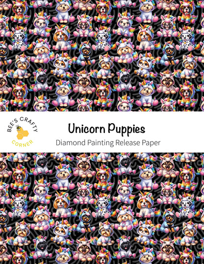 RELEASE PAPER | Unicorn Puppies - Reusable Patterned Diamond Painting Release Paper