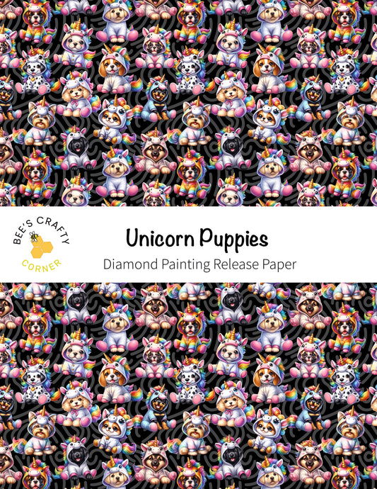RELEASE PAPER | Unicorn Puppies - Reusable Patterned Diamond Painting Release Paper