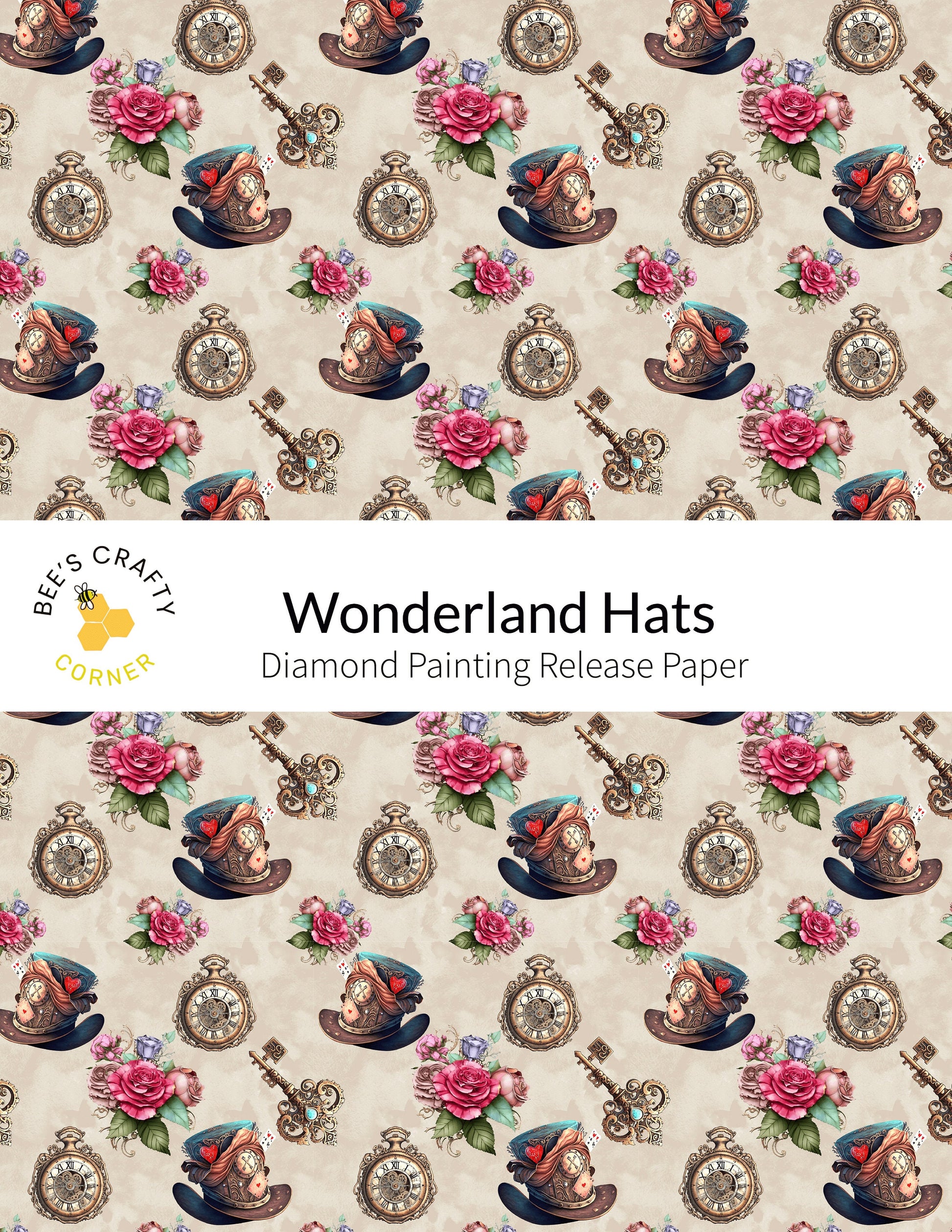 RELEASE PAPER | Wonderland Hats - Reusable Patterned Diamond Painting Release Paper
