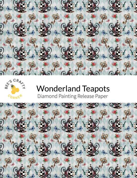 RELEASE PAPER | Wonderland Teapots - Reusable Patterned Diamond Painting Release Paper