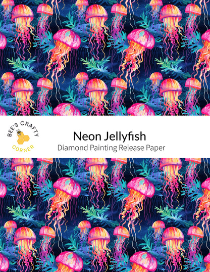 RELEASE PAPER | Neon Jellyfish - Reusable Patterned Diamond Painting Release Paper