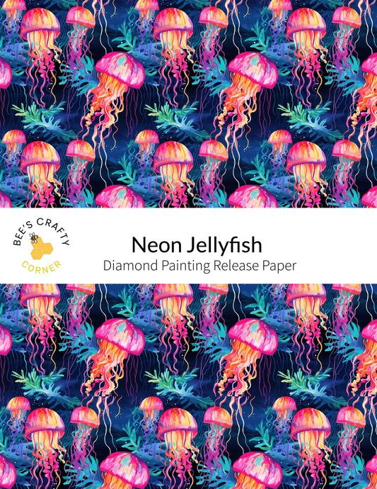RELEASE PAPER | Neon Jellyfish - Reusable Patterned Diamond Painting Release Paper