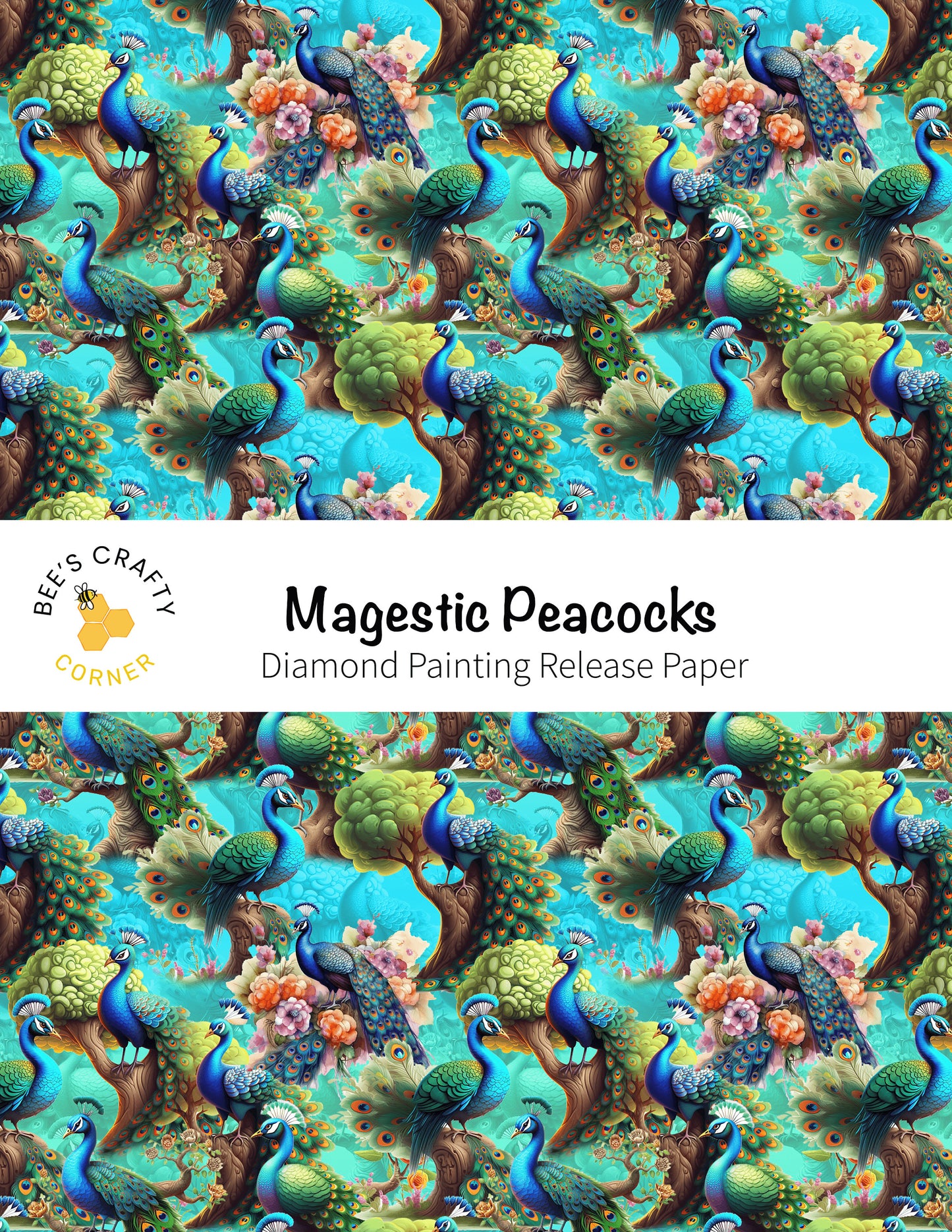 RELEASE PAPER | Magestic Peacocks - Reusable Patterned Diamond Painting Release Paper