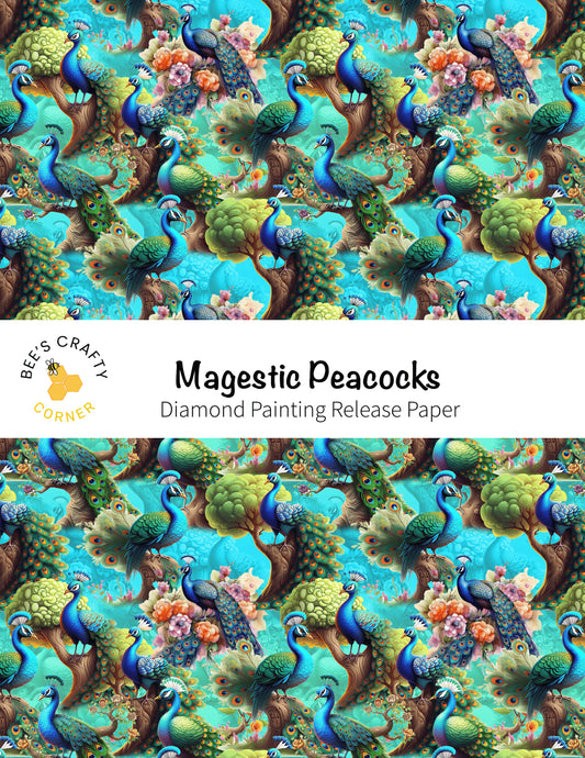 RELEASE PAPER | Magestic Peacocks - Reusable Patterned Diamond Painting Release Paper