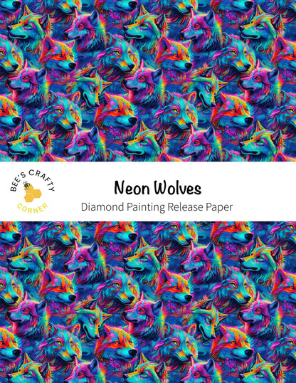 RELEASE PAPER | Neon Wolves - Reusable Patterned Diamond Painting Release Paper