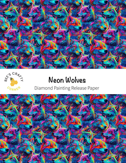 RELEASE PAPER | Neon Wolves - Reusable Patterned Diamond Painting Release Paper