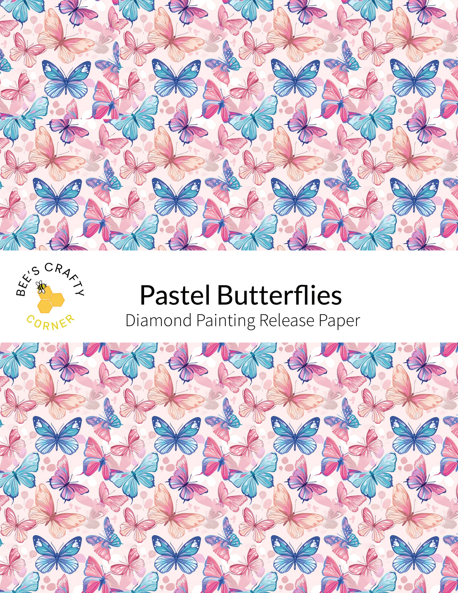 RELEASE PAPER | Pastel Butterflies - Reusable Patterned Diamond Painting Release Paper