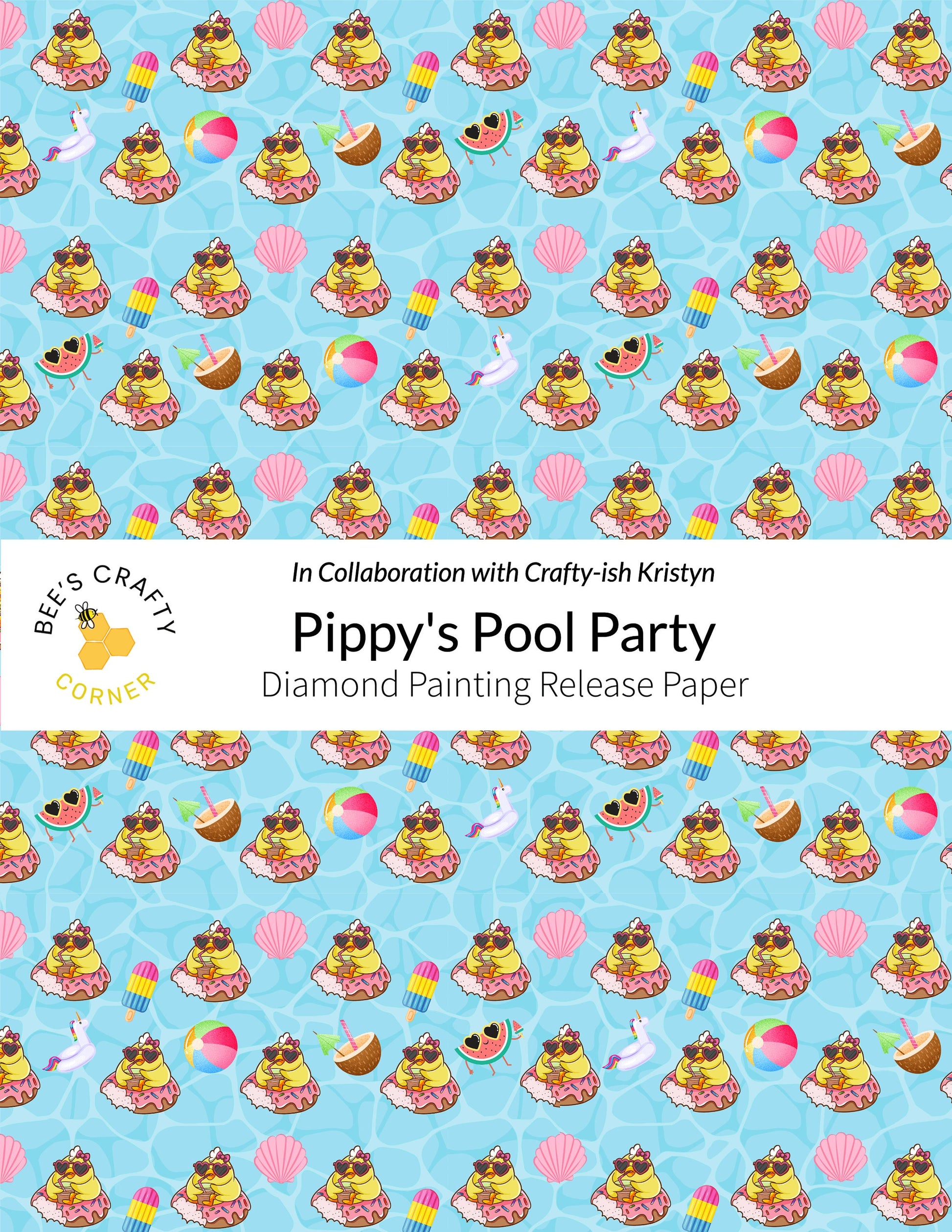 RELEASE PAPER | Pippy's Pool Party - Reusable Patterned Diamond Painting Release Paper