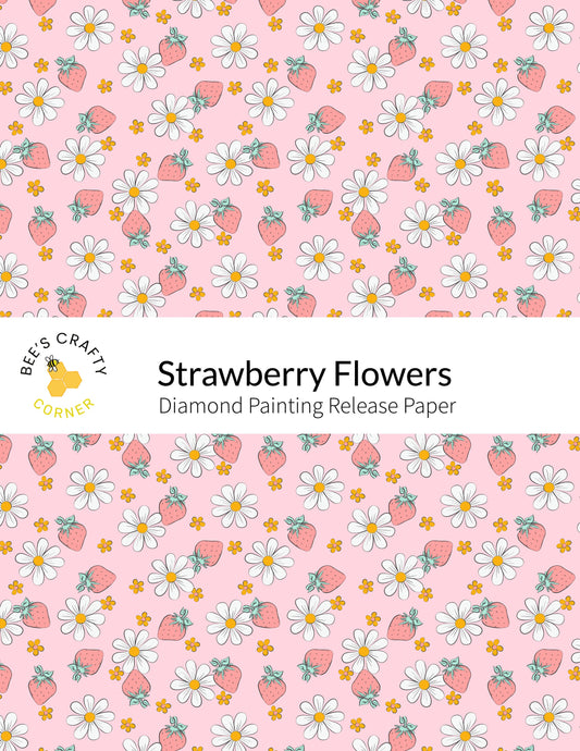 RELEASE PAPER | Strawberry Flowers - Reusable Patterned Diamond Painting Release Paper
