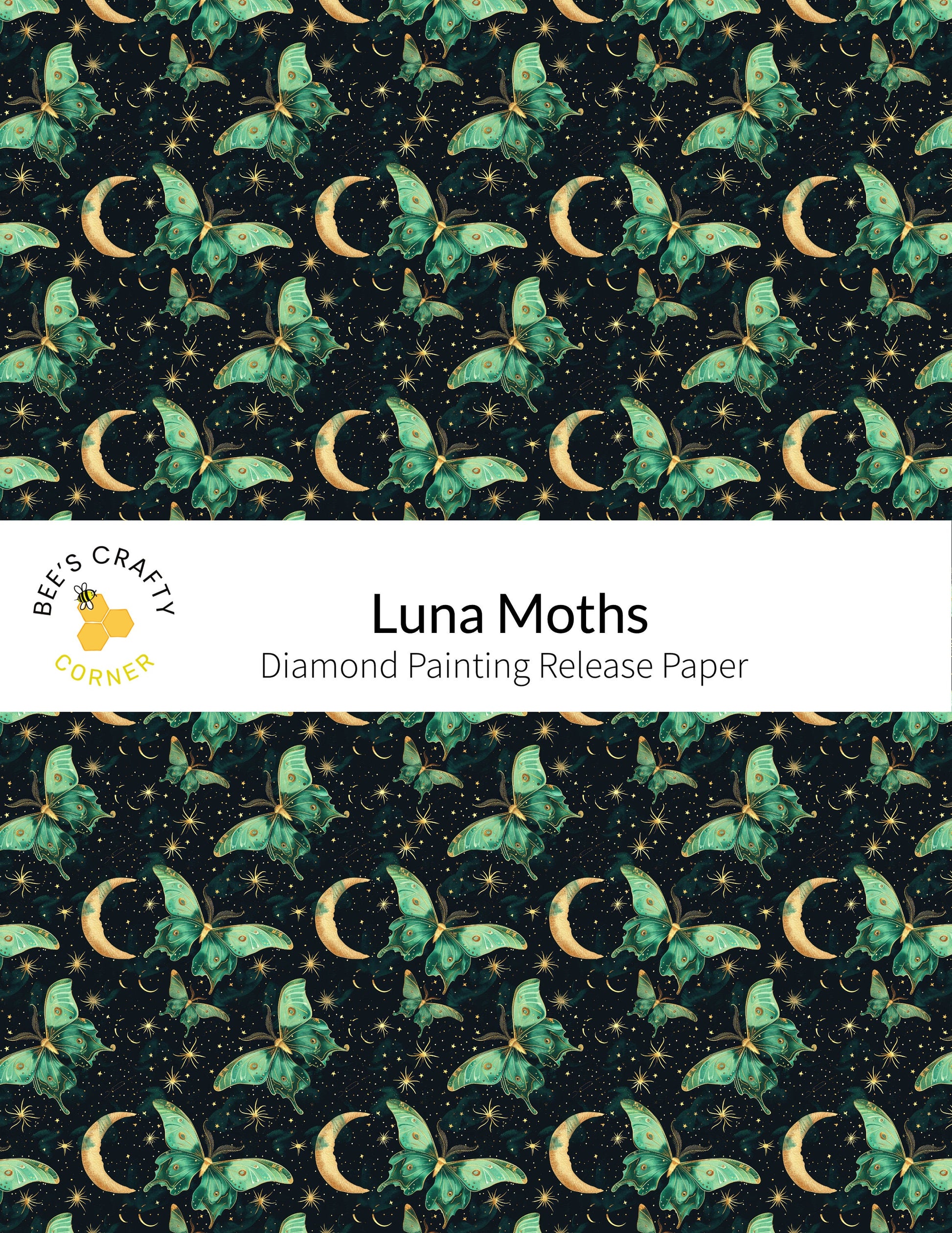 RELEASE PAPER | Luna Moths - Reusable Patterned Diamond Painting Release Paper