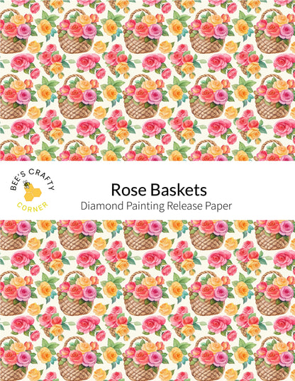 RELEASE PAPER | Rose Baskets - Reusable Patterned Diamond Painting Release Paper