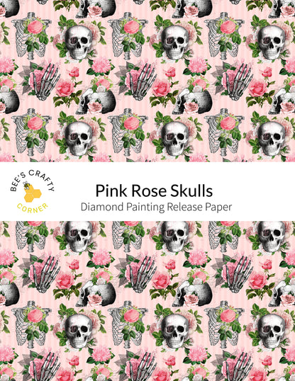 RELEASE PAPER | Pink Rose Skulls - Reusable Patterned Diamond Painting Release Paper