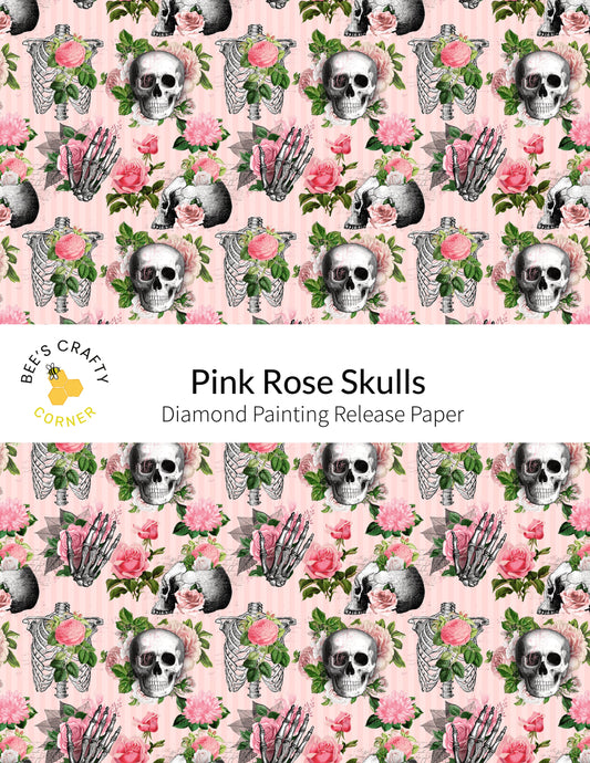 RELEASE PAPER | Pink Rose Skulls - Reusable Patterned Diamond Painting Release Paper